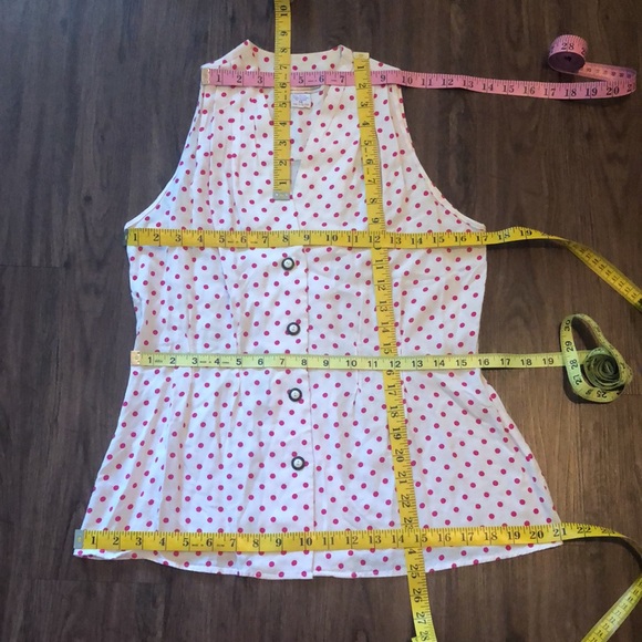 90’s Vintage Pembrooke Lane Pink Polka Dot Blouse - Picture 11 of 11